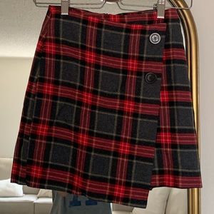 Plaid Asymmetrical Skirt